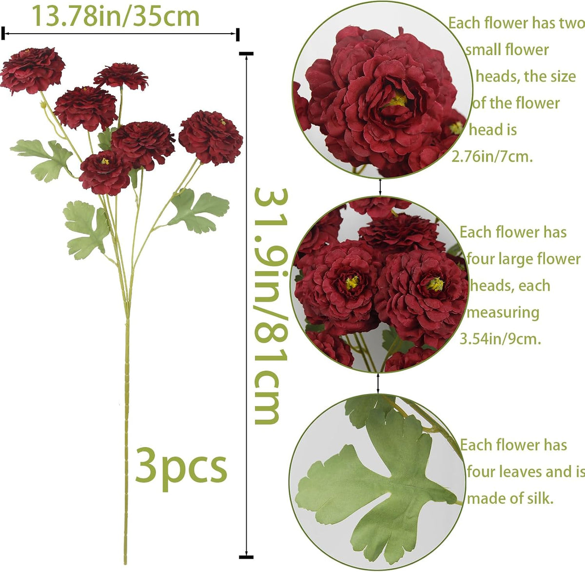 2 Pcs Artificial Flowers Spring Summer Purple Zinnia Silk Flowers with Long Stems Zinnia Elegans Artificial Flowers for Outdoors Floral Arrangements Table Centerpieces Wedding Party Home Decor
