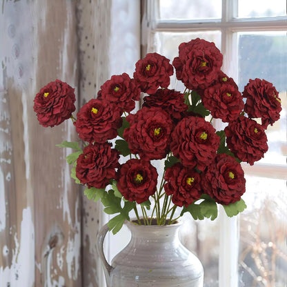 2 Pcs Artificial Flowers Spring Summer Purple Zinnia Silk Flowers with Long Stems Zinnia Elegans Artificial Flowers for Outdoors Floral Arrangements Table Centerpieces Wedding Party Home Decor