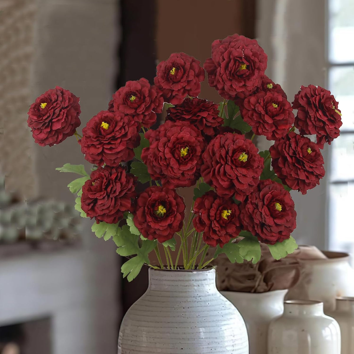 2 Pcs Artificial Flowers Spring Summer Purple Zinnia Silk Flowers with Long Stems Zinnia Elegans Artificial Flowers for Outdoors Floral Arrangements Table Centerpieces Wedding Party Home Decor
