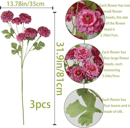 2 Pcs Artificial Flowers Spring Summer Purple Zinnia Silk Flowers with Long Stems Zinnia Elegans Artificial Flowers for Outdoors Floral Arrangements Table Centerpieces Wedding Party Home Decor