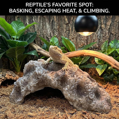 Reptile Rock Cave Hideout, Simulation Natural Rock Habitat Decor, Resin Reptile Hide Cave for Lizard, Gecko, Bearded Dragon, Snake, Tortoise, Amphibians Tank Accessories Decoration
