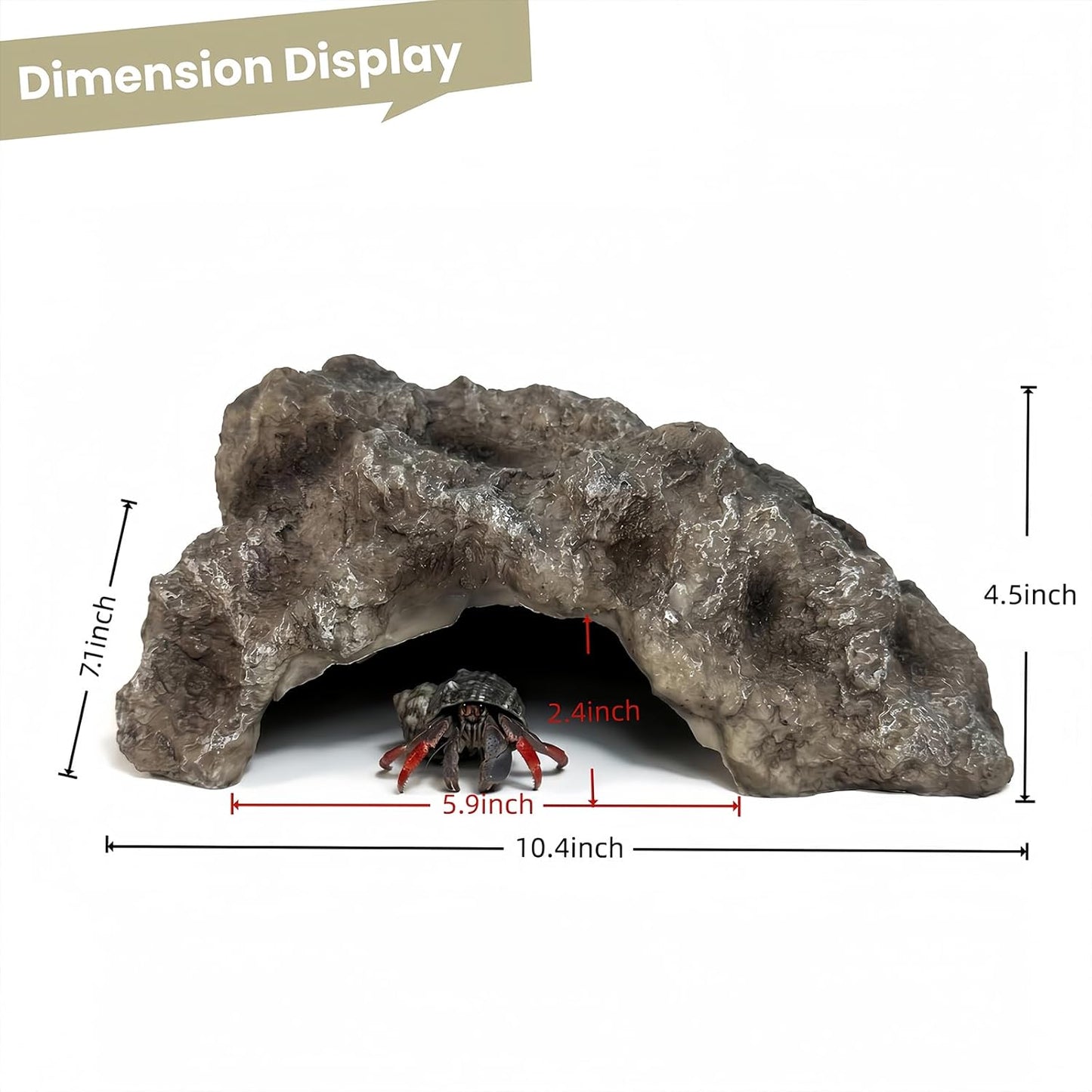 Reptile Rock Cave Hideout, Simulation Natural Rock Habitat Decor, Resin Reptile Hide Cave for Lizard, Gecko, Bearded Dragon, Snake, Tortoise, Amphibians Tank Accessories Decoration