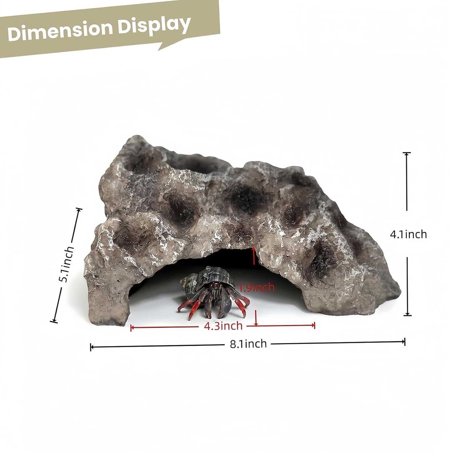 Reptile Rock Cave Hideout, Simulation Natural Rock Habitat Decor, Resin Reptile Hide Cave for Lizard, Gecko, Bearded Dragon, Snake, Tortoise, Amphibians Tank Accessories Decoration