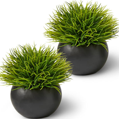 Plants Artificial in Ceramic Pots - Faux Office Plants | Also called faux succulents - realistic, premium quality. For bathroom, home & office decor 3 pack, in ceramic pots