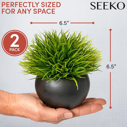 Plants Artificial in Ceramic Pots - Faux Office Plants | Also called faux succulents - realistic, premium quality. For bathroom, home & office decor 3 pack, in ceramic pots