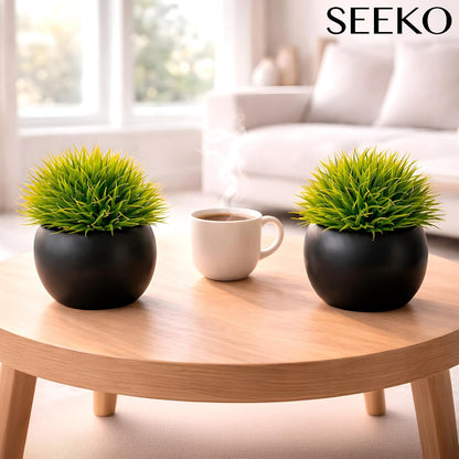 Plants Artificial in Ceramic Pots - Faux Office Plants | Also called faux succulents - realistic, premium quality. For bathroom, home & office decor 3 pack, in ceramic pots