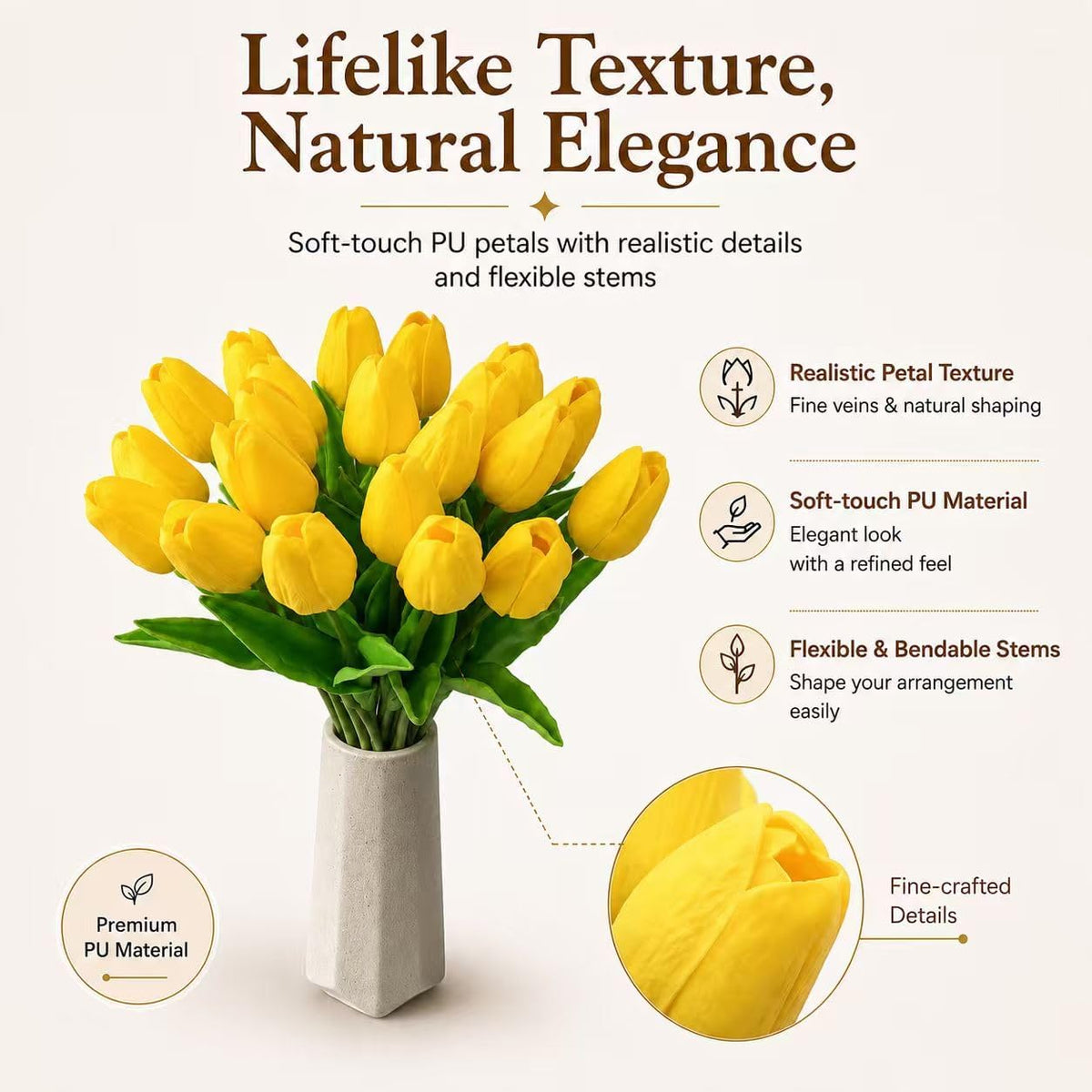 Artificial Yellow Tulips - Colors A