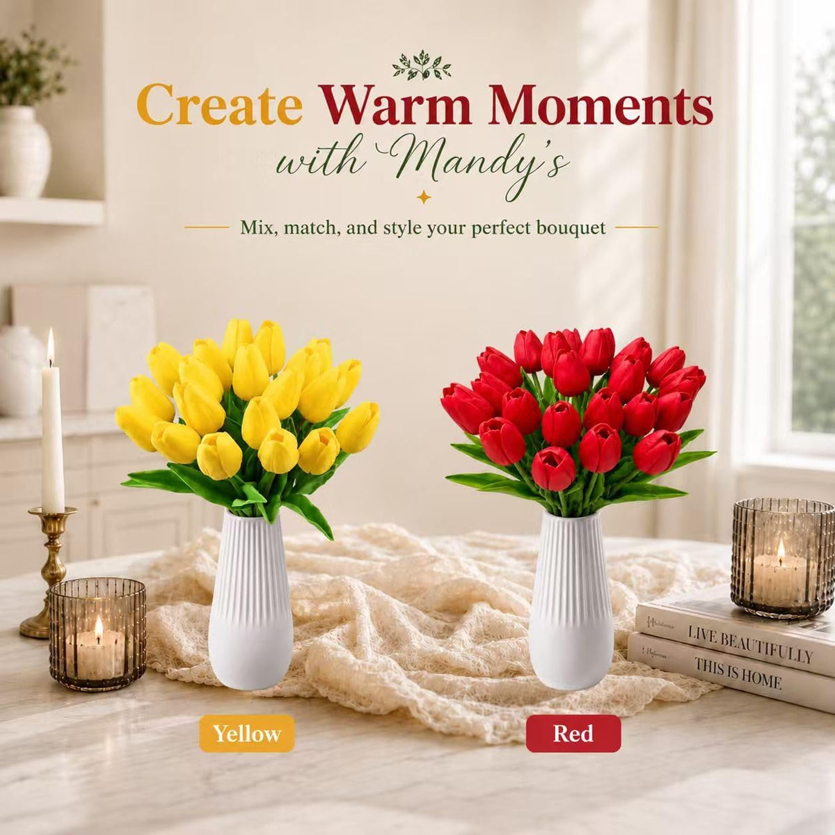 Artificial Yellow Tulips - Colors A
