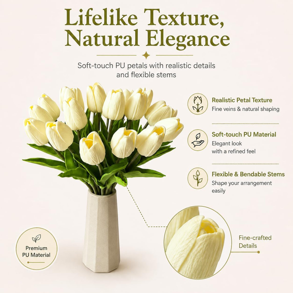 Artificial Yellow Tulips - Colors A