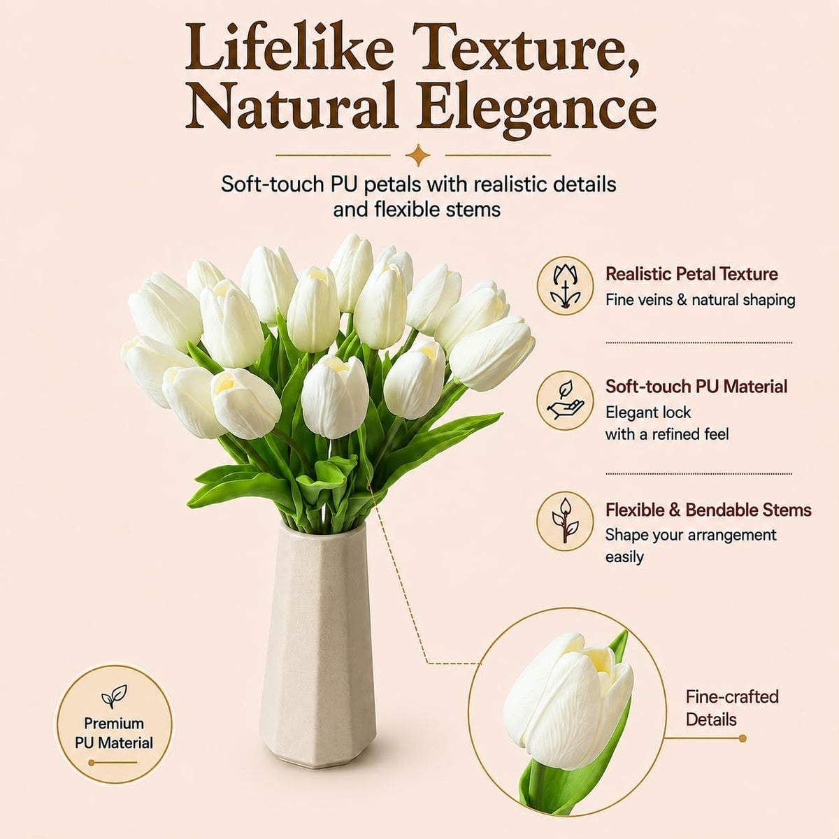 Artificial Yellow Tulips - Colors A