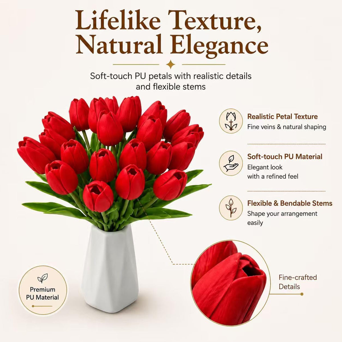 Artificial Yellow Tulips - Colors A