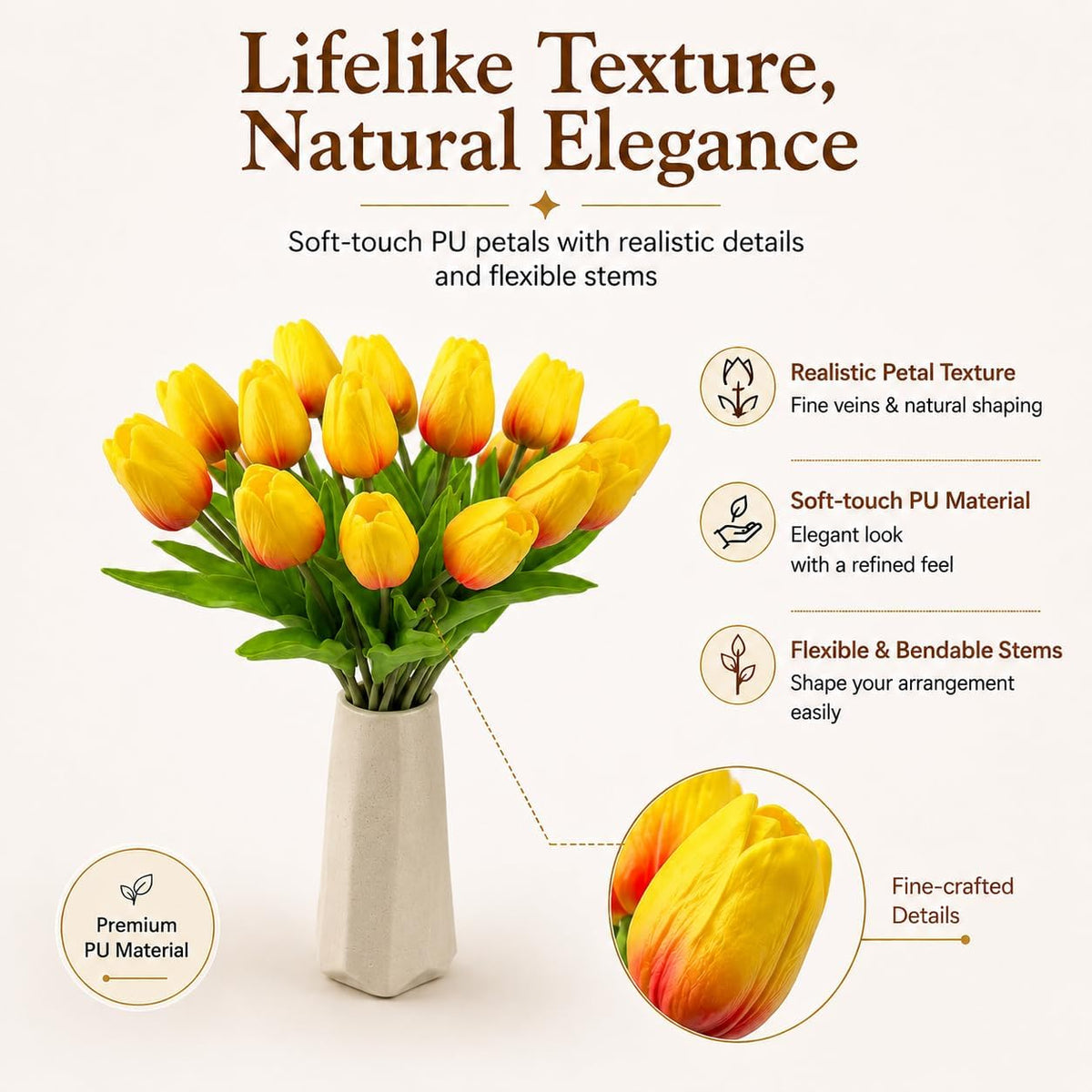 Artificial Yellow Tulips - Colors A