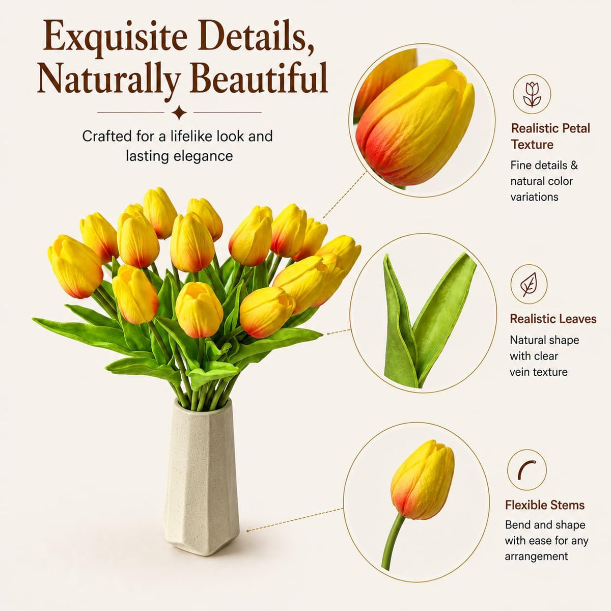 Artificial Yellow Tulips - Colors A
