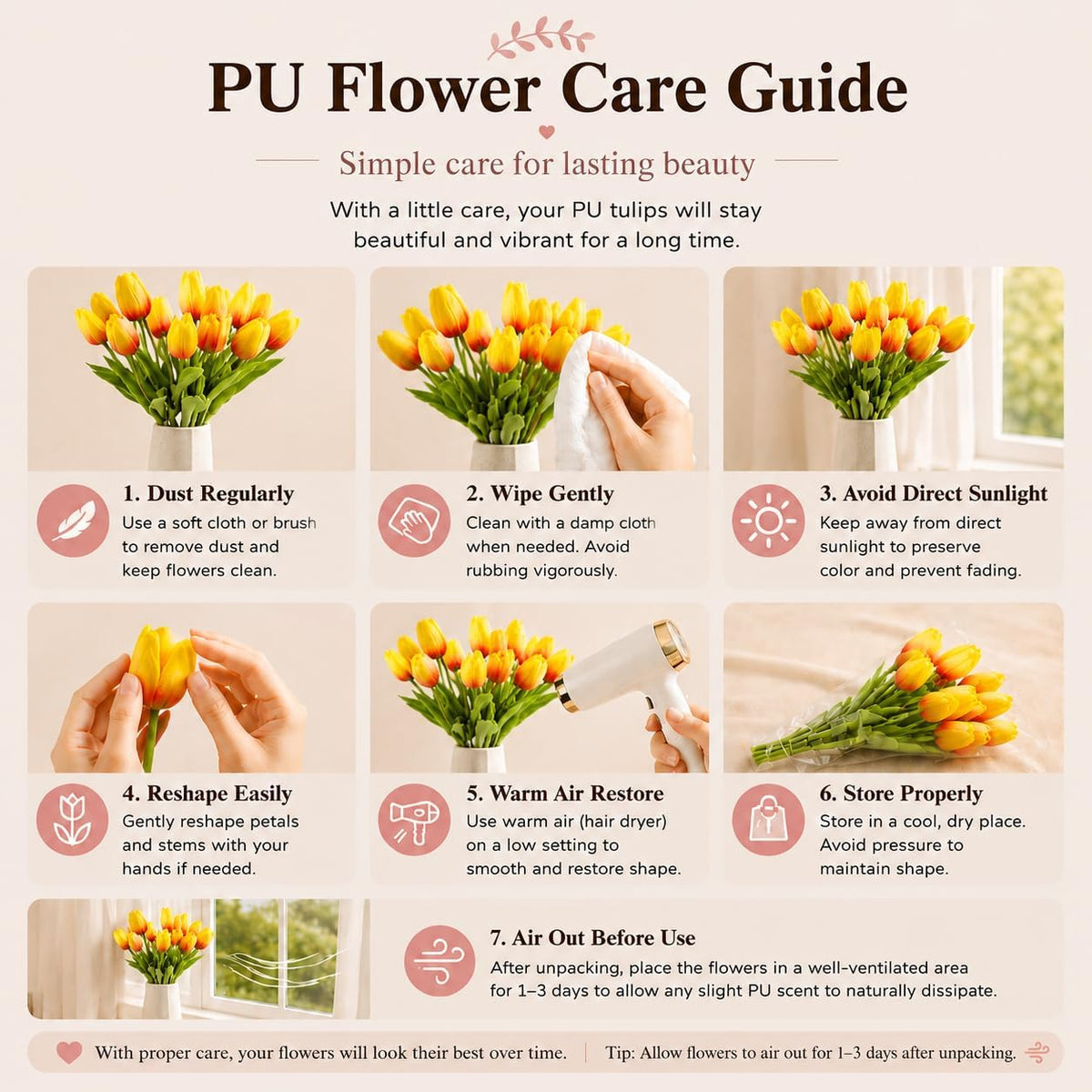 Artificial Yellow Tulips - Colors A