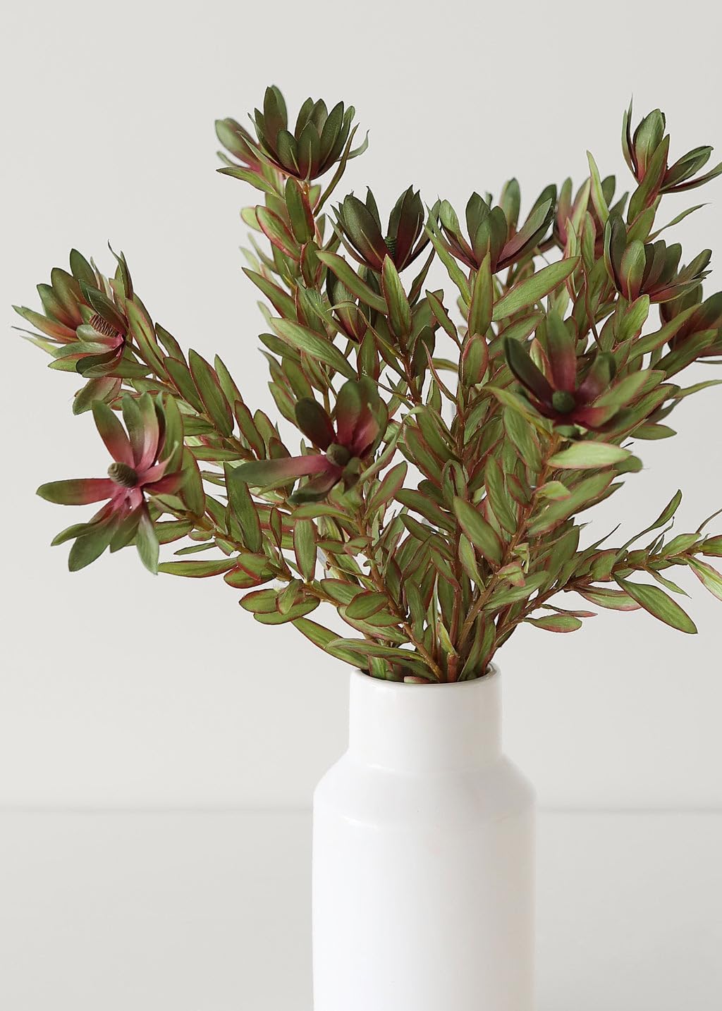 26.25-Inch Green Artificial Wild Protea Foliage, Realistic Faux Tropical Greenery Stem