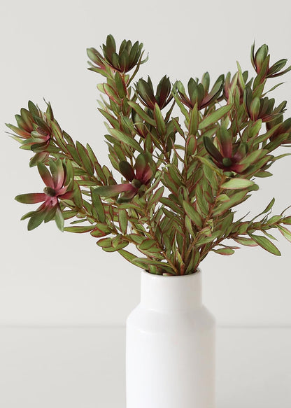 26.25-Inch Green Artificial Wild Protea Foliage, Realistic Faux Tropical Greenery Stem