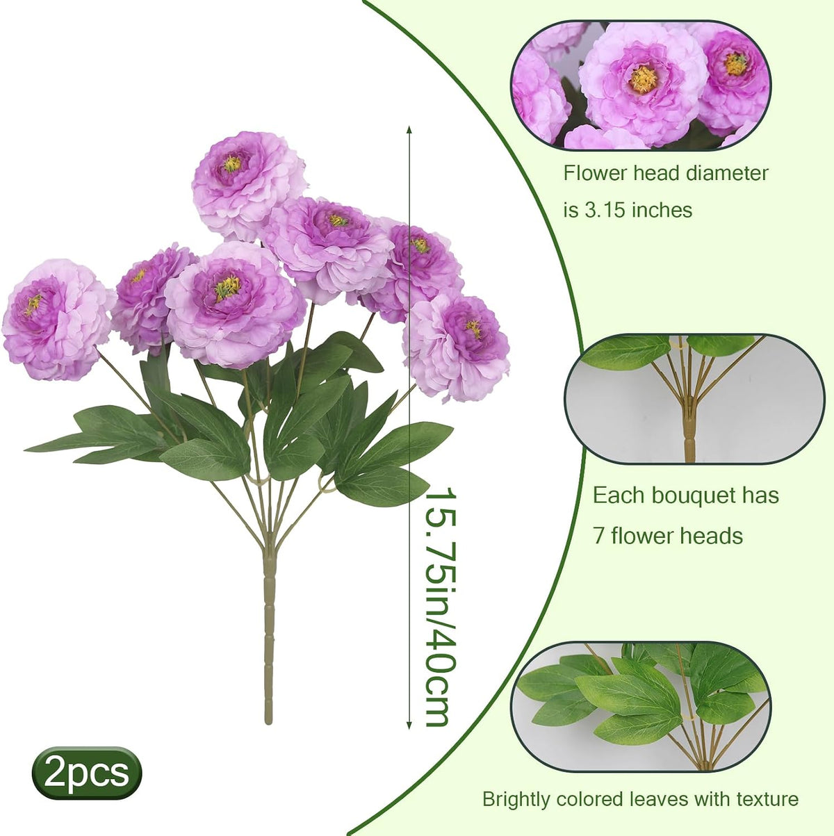 2 Pcs Artificial Flowers Spring Summer Outdoor Flowers Purple Zinnias Silk Flowers with Stems Zinnia Elegans Artificial Zinnias for Outdoors Floral Arrangements Table Centerpieces Wedding Decor