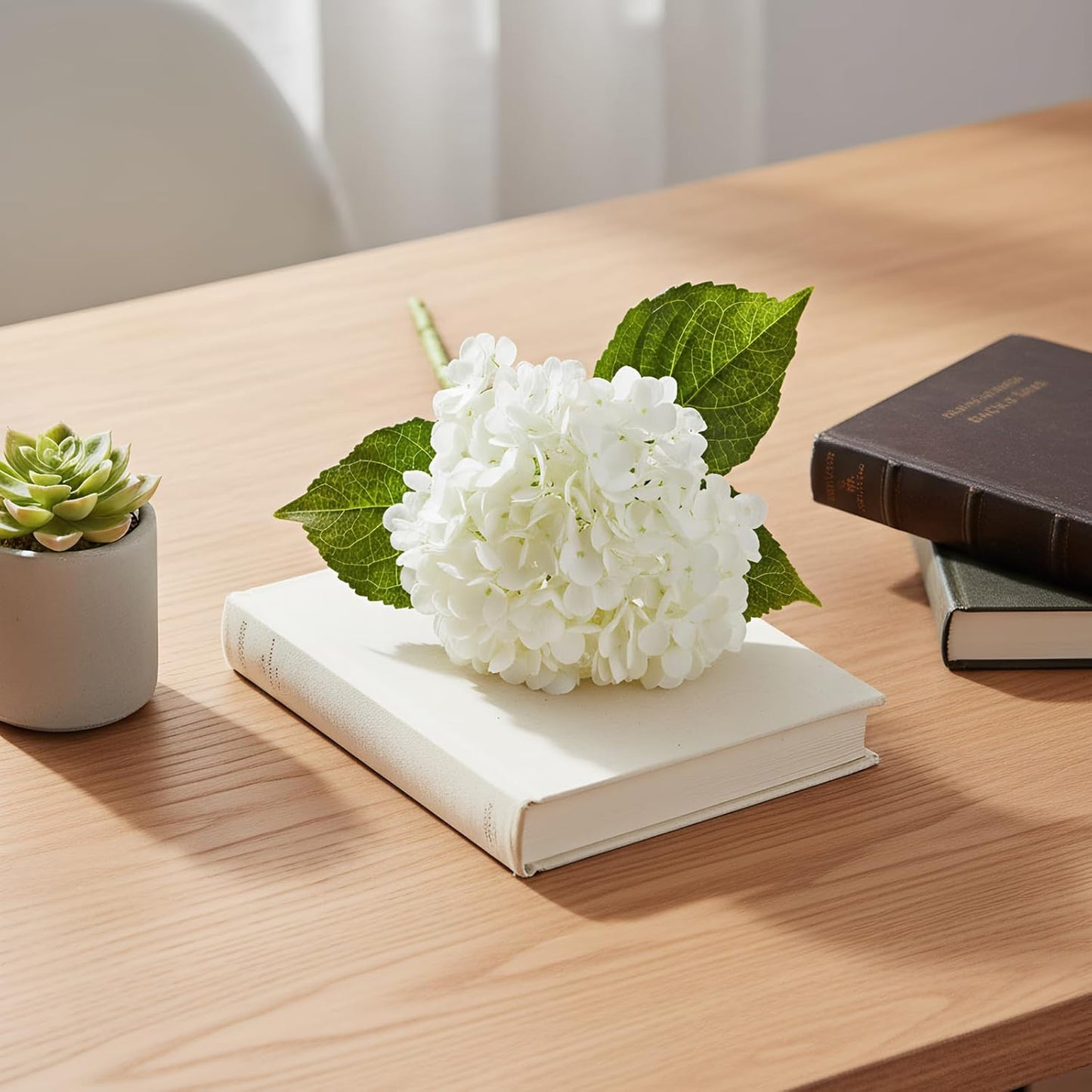 3 Pcs Real Touch Hydrangea Artificial Flowers, Pet-Safe 3D Latex Blue Hydrangeas, Faux Flowers for Wedding Centerpiece Bridal Shower Home Decor Bedroom Nightstand Baby Shower