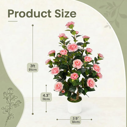 3FT Artificial Bougainvillea Tree, Faux Bougainvillea for Indoor Outdoor Decor, Lifelike Bougainvillea Artificial Flowers Plant for Outdoors, Front Porch, Entryway, Office & Living Room