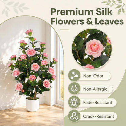 3FT Artificial Bougainvillea Tree, Faux Bougainvillea for Indoor Outdoor Decor, Lifelike Bougainvillea Artificial Flowers Plant for Outdoors, Front Porch, Entryway, Office & Living Room