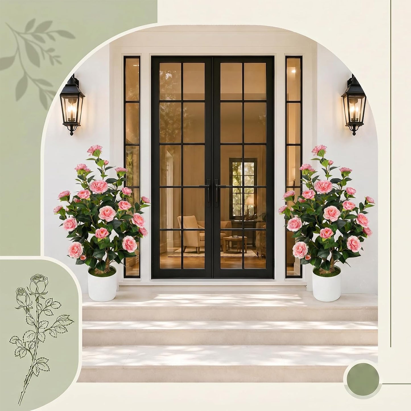 3FT Artificial Bougainvillea Tree, Faux Bougainvillea for Indoor Outdoor Decor, Lifelike Bougainvillea Artificial Flowers Plant for Outdoors, Front Porch, Entryway, Office & Living Room