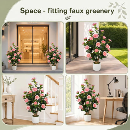 3FT Artificial Bougainvillea Tree, Faux Bougainvillea for Indoor Outdoor Decor, Lifelike Bougainvillea Artificial Flowers Plant for Outdoors, Front Porch, Entryway, Office & Living Room