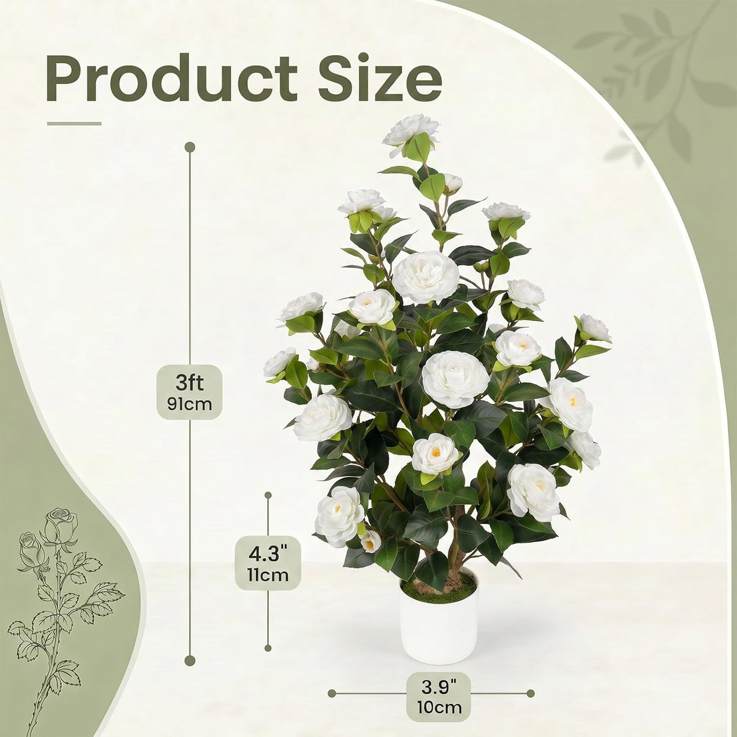 3FT Artificial Bougainvillea Tree, Faux Bougainvillea for Indoor Outdoor Decor, Lifelike Bougainvillea Artificial Flowers Plant for Outdoors, Front Porch, Entryway, Office & Living Room