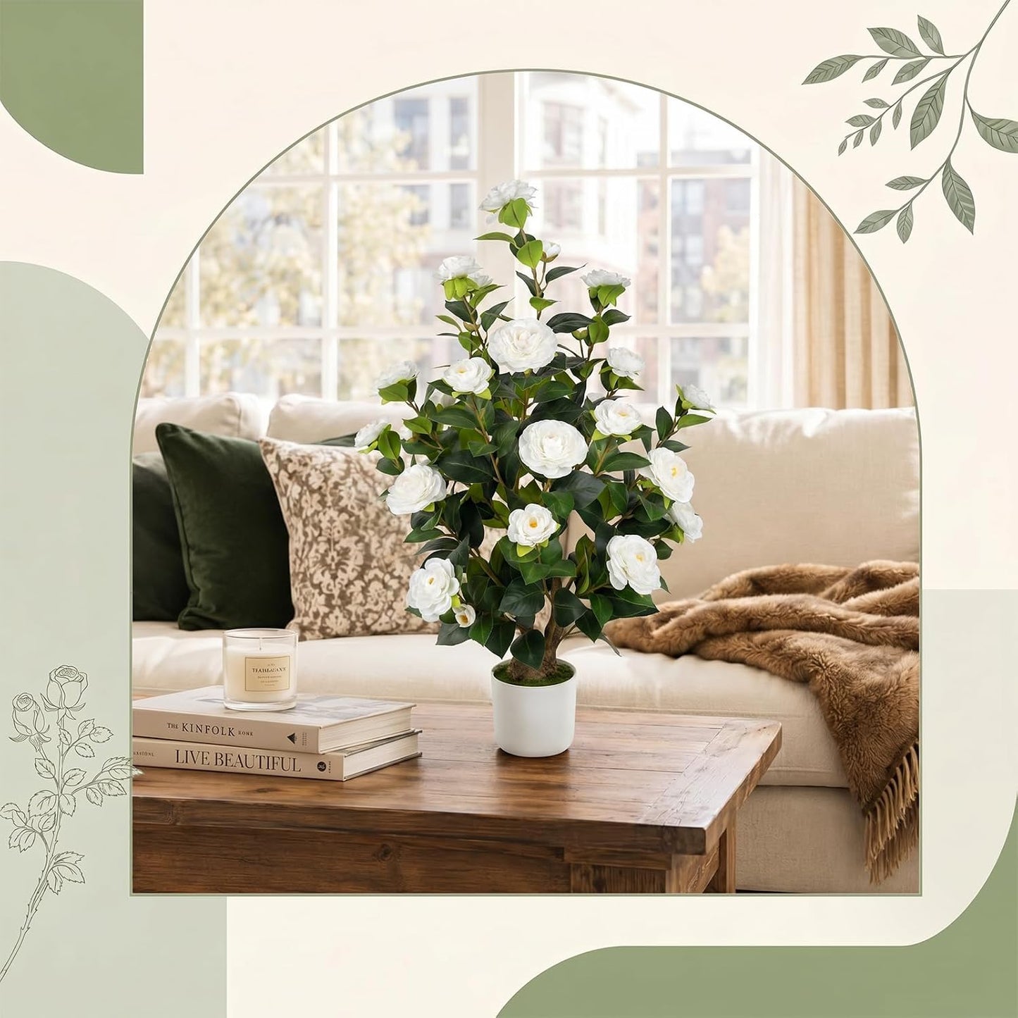 3FT Artificial Bougainvillea Tree, Faux Bougainvillea for Indoor Outdoor Decor, Lifelike Bougainvillea Artificial Flowers Plant for Outdoors, Front Porch, Entryway, Office & Living Room