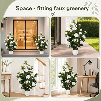 3FT Artificial Bougainvillea Tree, Faux Bougainvillea for Indoor Outdoor Decor, Lifelike Bougainvillea Artificial Flowers Plant for Outdoors, Front Porch, Entryway, Office & Living Room
