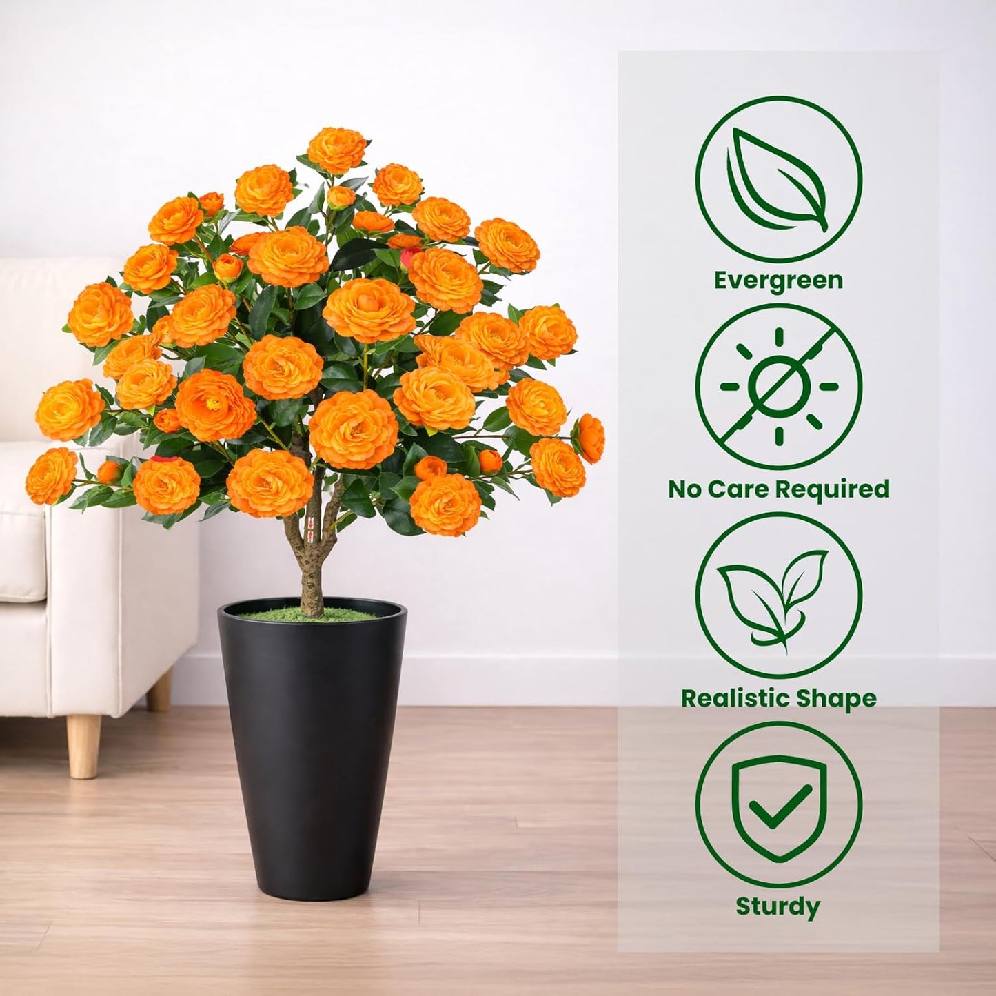 3FT Artificial Bougainvillea Tree, Faux Bougainvillea for Indoor Outdoor Decor, Lifelike Bougainvillea Artificial Flowers Plant for Outdoors, Front Porch, Entryway, Office & Living Room