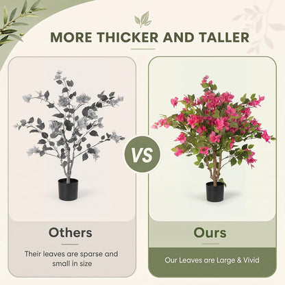 3FT Artificial Bougainvillea Tree, Faux Bougainvillea for Indoor Outdoor Decor, Lifelike Bougainvillea Artificial Flowers Plant for Outdoors, Front Porch, Entryway, Office & Living Room