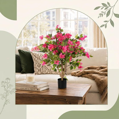 3FT Artificial Bougainvillea Tree, Faux Bougainvillea for Indoor Outdoor Decor, Lifelike Bougainvillea Artificial Flowers Plant for Outdoors, Front Porch, Entryway, Office & Living Room