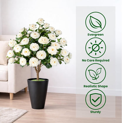3FT Artificial Bougainvillea Tree, Faux Bougainvillea for Indoor Outdoor Decor, Lifelike Bougainvillea Artificial Flowers Plant for Outdoors, Front Porch, Entryway, Office & Living Room