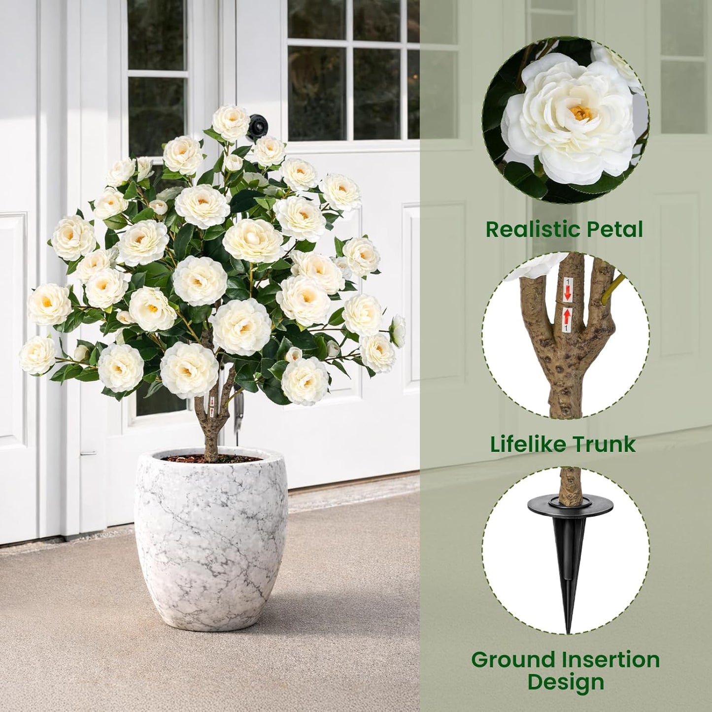3FT Artificial Bougainvillea Tree, Faux Bougainvillea for Indoor Outdoor Decor, Lifelike Bougainvillea Artificial Flowers Plant for Outdoors, Front Porch, Entryway, Office & Living Room