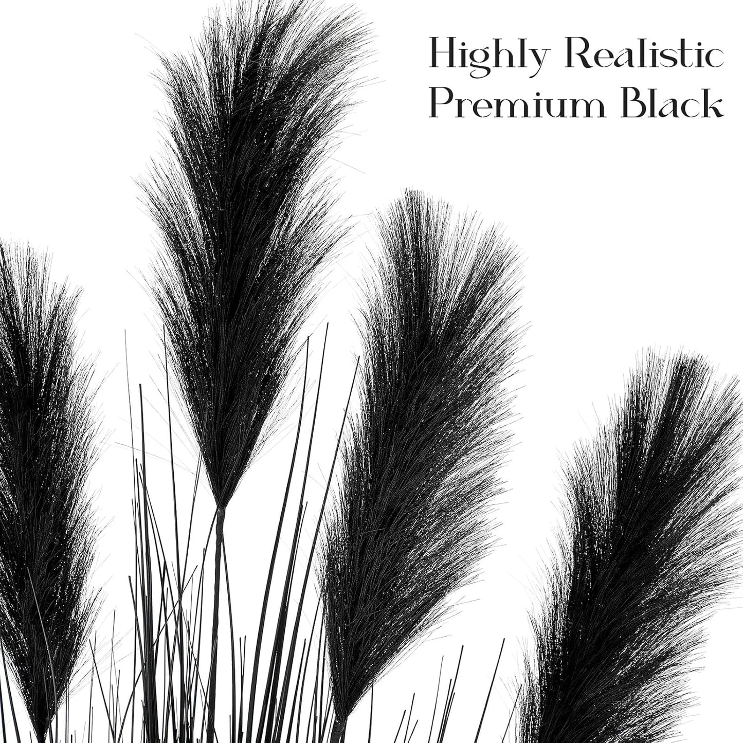 2 Pcs 4 ft Tall Artificial Grass Plant Fake Black Pampas Grass Artificial Horsetail Floor Plants Faux Feather Reed Potted for Housewarming Gift House Garden Bathroom Lobby Outdoor Decoration