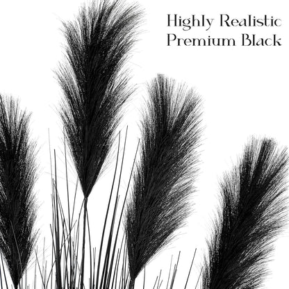 2 Pcs 4 ft Tall Artificial Grass Plant Fake Black Pampas Grass Artificial Horsetail Floor Plants Faux Feather Reed Potted for Housewarming Gift House Garden Bathroom Lobby Outdoor Decoration