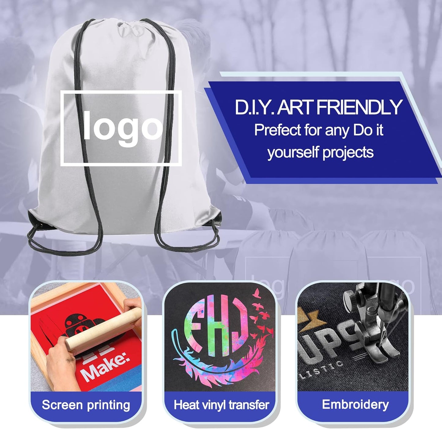 20 Pieces Yellow Cinch Sack Bags Bulk Gymsack for Christmas Sports Polyester Drawstring Backpacks for Heat Vinyl and Tie Dye Pull sinch Sackpack for Women and Men