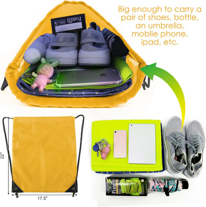 20 Pieces Yellow Cinch Sack Bags Bulk Gymsack for Christmas Sports Polyester Drawstring Backpacks for Heat Vinyl and Tie Dye Pull sinch Sackpack for Women and Men