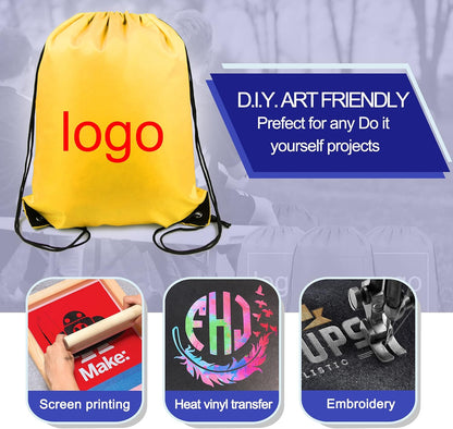 20 Pieces Yellow Cinch Sack Bags Bulk Gymsack for Christmas Sports Polyester Drawstring Backpacks for Heat Vinyl and Tie Dye Pull sinch Sackpack for Women and Men