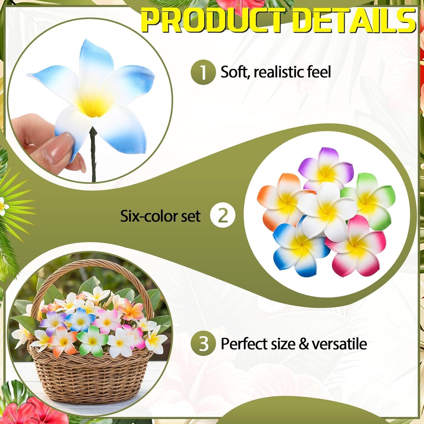 30 Pcs Hawaiian Plumeria Frangipani Artificial Flowers Fake Tropical Flowers with Stems for DIY Birthday Gifts Wedding Home Hawaiian Party Decor Table Centerpiece (Orange)