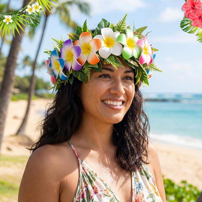 30 Pcs Hawaiian Plumeria Frangipani Artificial Flowers Fake Tropical Flowers with Stems for DIY Birthday Gifts Wedding Home Hawaiian Party Decor Table Centerpiece (Orange)