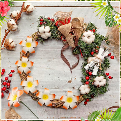 30 Pcs Hawaiian Plumeria Frangipani Artificial Flowers Fake Tropical Flowers with Stems for DIY Birthday Gifts Wedding Home Hawaiian Party Decor Table Centerpiece (Orange)