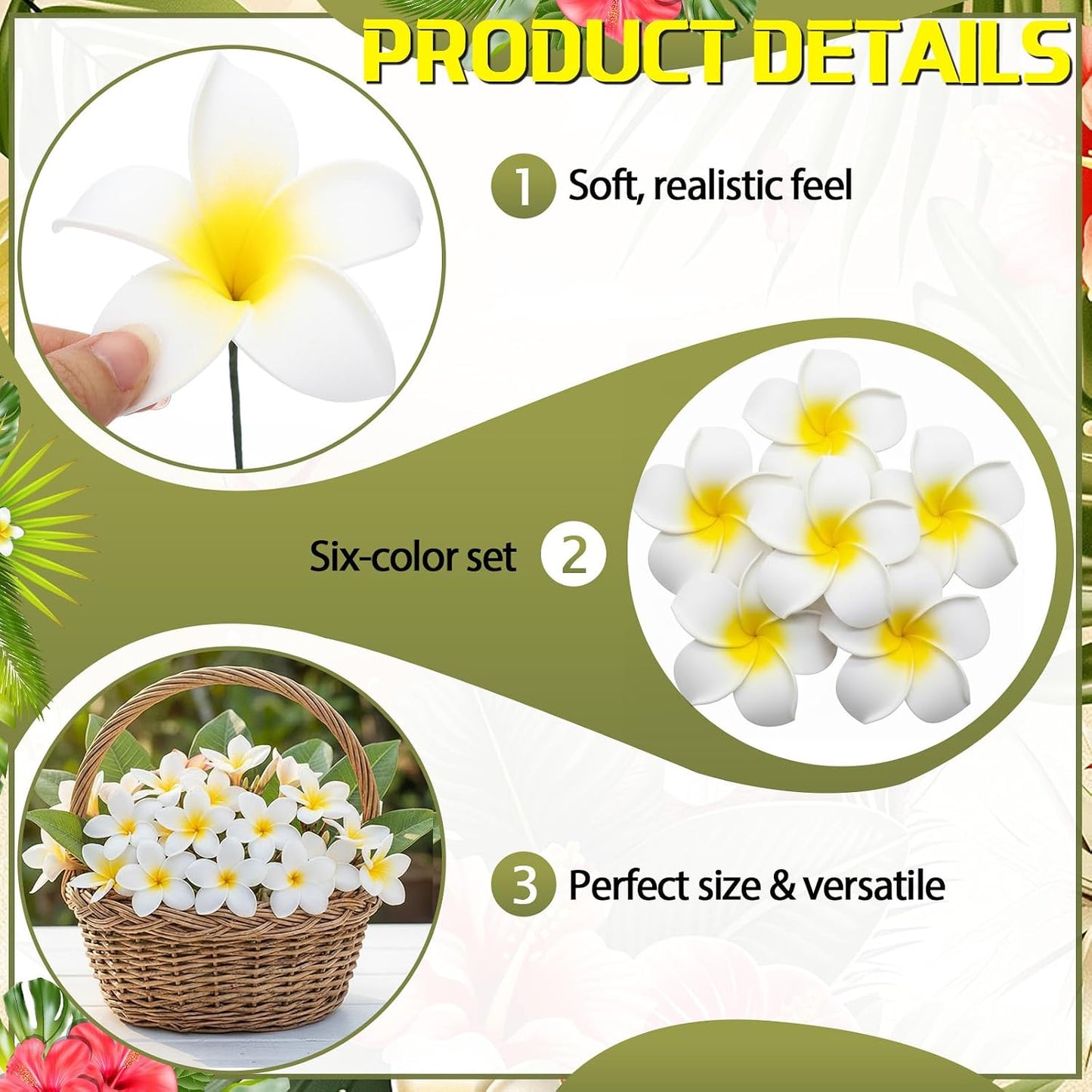 30 Pcs Hawaiian Plumeria Frangipani Artificial Flowers Fake Tropical Flowers with Stems for DIY Birthday Gifts Wedding Home Hawaiian Party Decor Table Centerpiece (Orange)