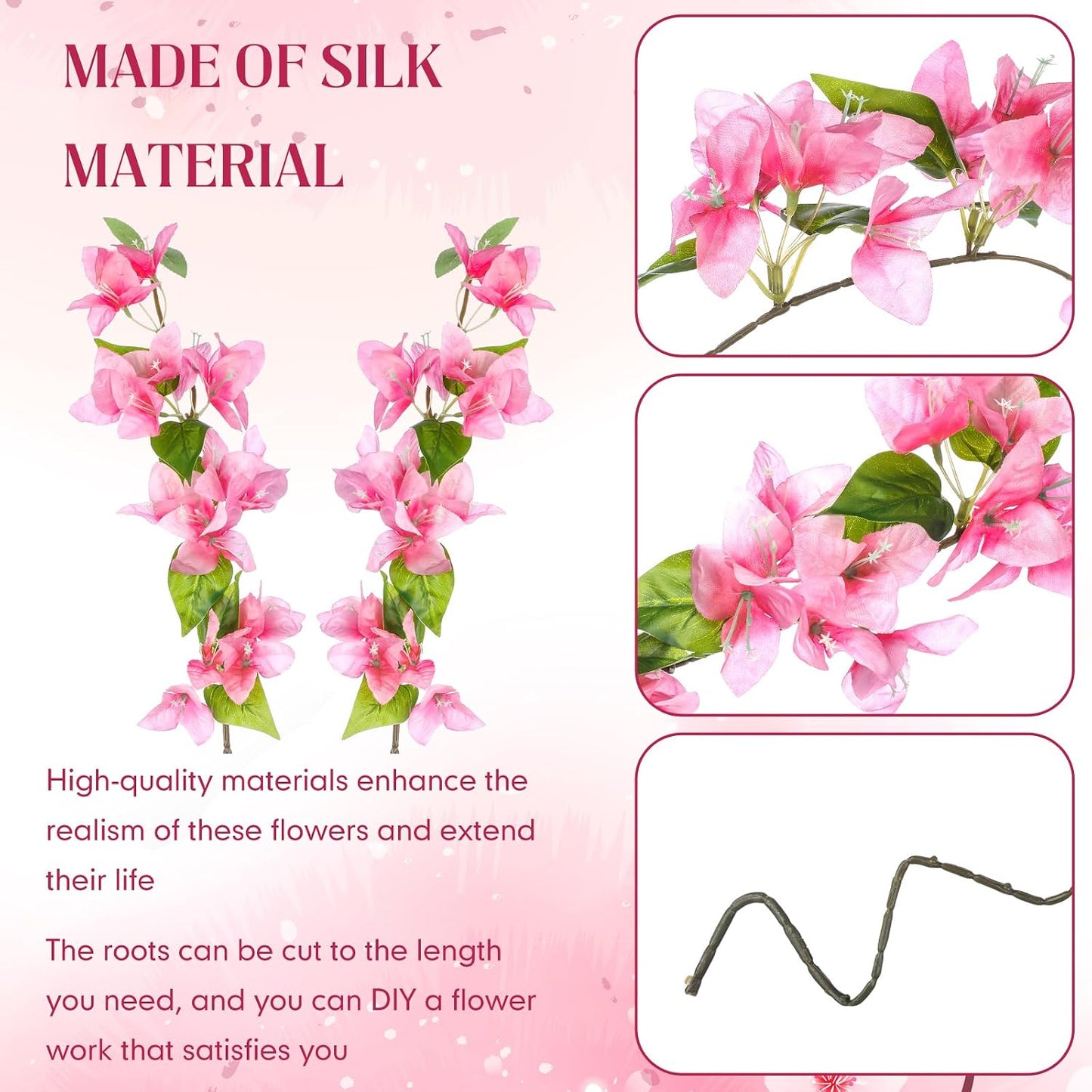 60 Pcs Artificial Faux Bougainvillea Fake Flower Silk Bougainvillea Branches UV Resistant Outdoor Indoor Decoration for Wedding Home Centerpieces Outside Decor (Rose Purple)