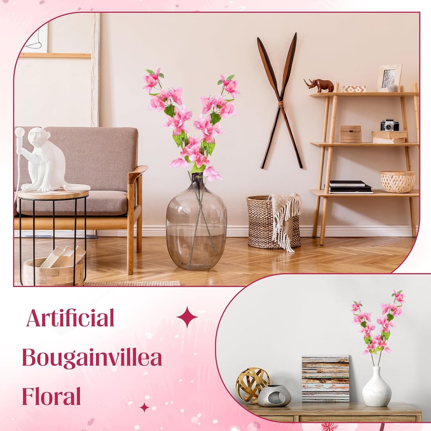 60 Pcs Artificial Faux Bougainvillea Fake Flower Silk Bougainvillea Branches UV Resistant Outdoor Indoor Decoration for Wedding Home Centerpieces Outside Decor (Rose Purple)