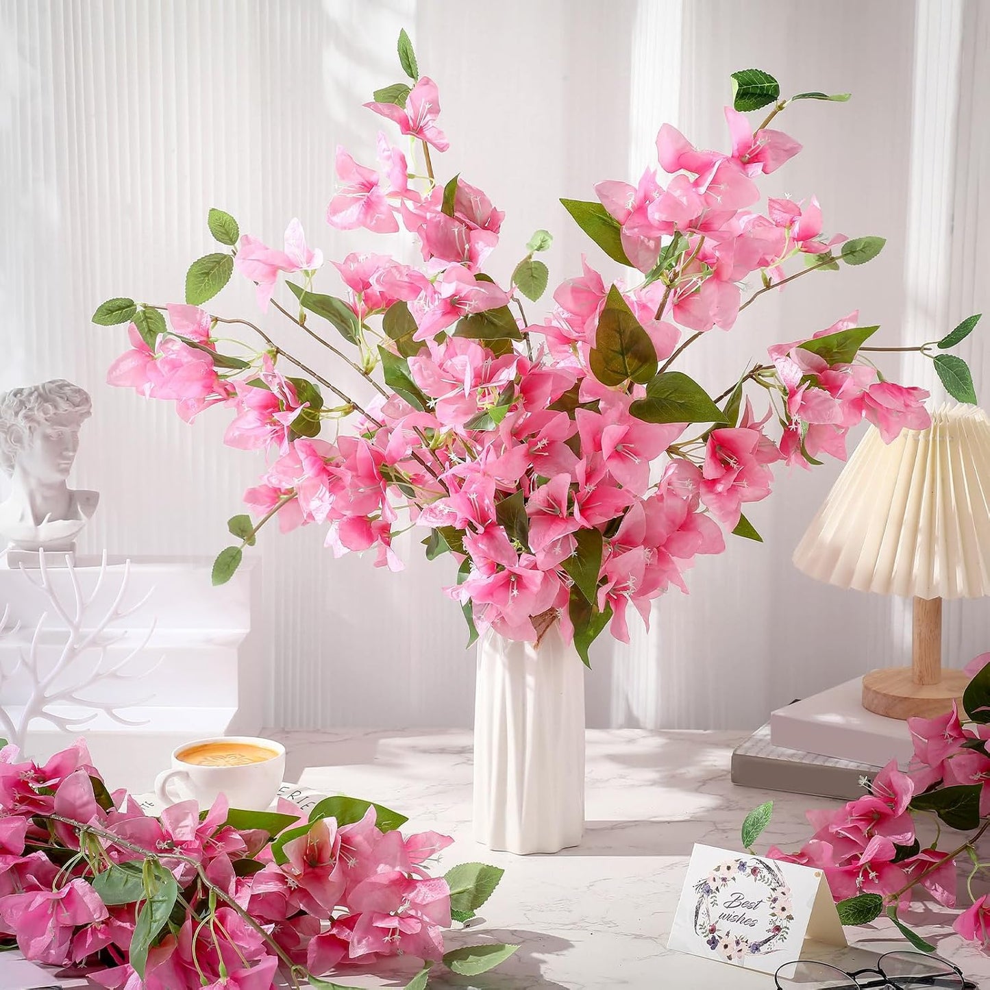 60 Pcs Artificial Faux Bougainvillea Fake Flower Silk Bougainvillea Branches UV Resistant Outdoor Indoor Decoration for Wedding Home Centerpieces Outside Decor (Rose Purple)