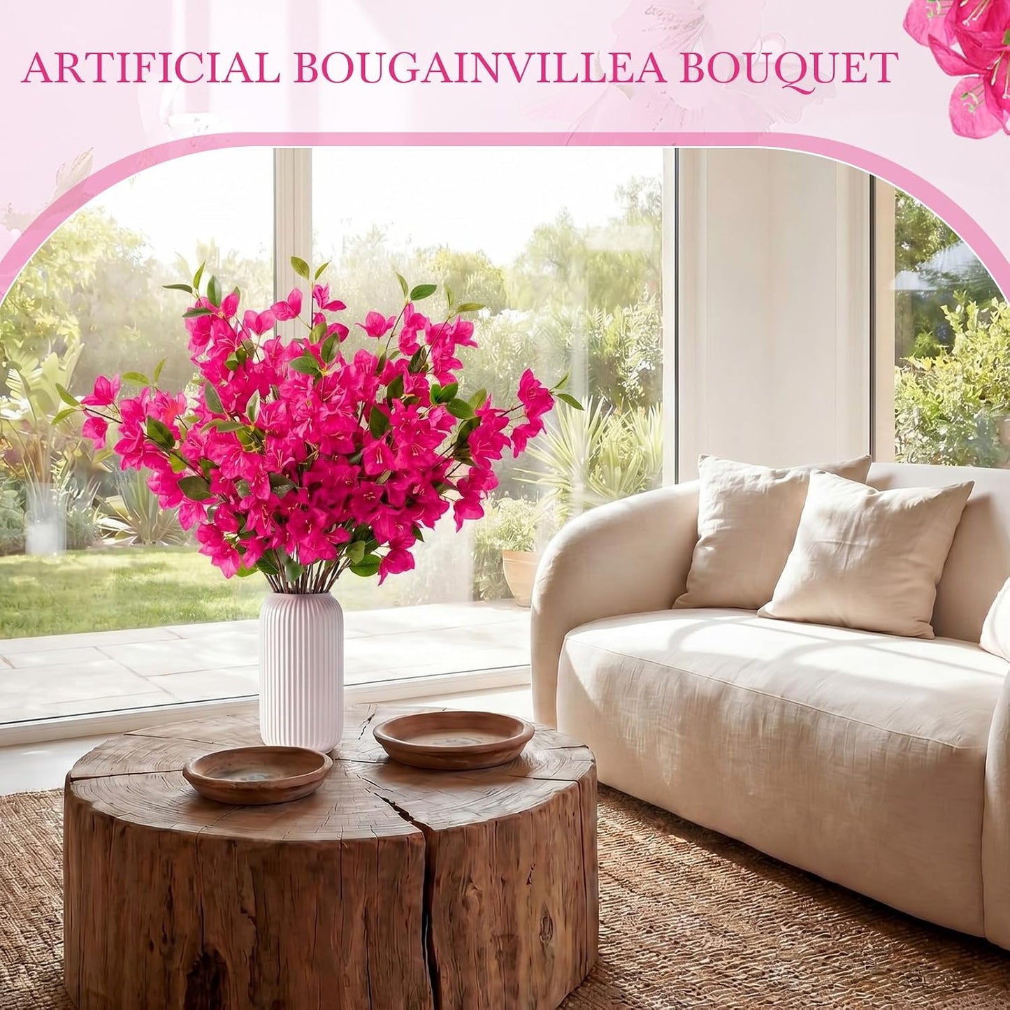 60 Pcs Artificial Faux Bougainvillea Fake Flower Silk Bougainvillea Branches UV Resistant Outdoor Indoor Decoration for Wedding Home Centerpieces Outside Decor (Rose Purple)