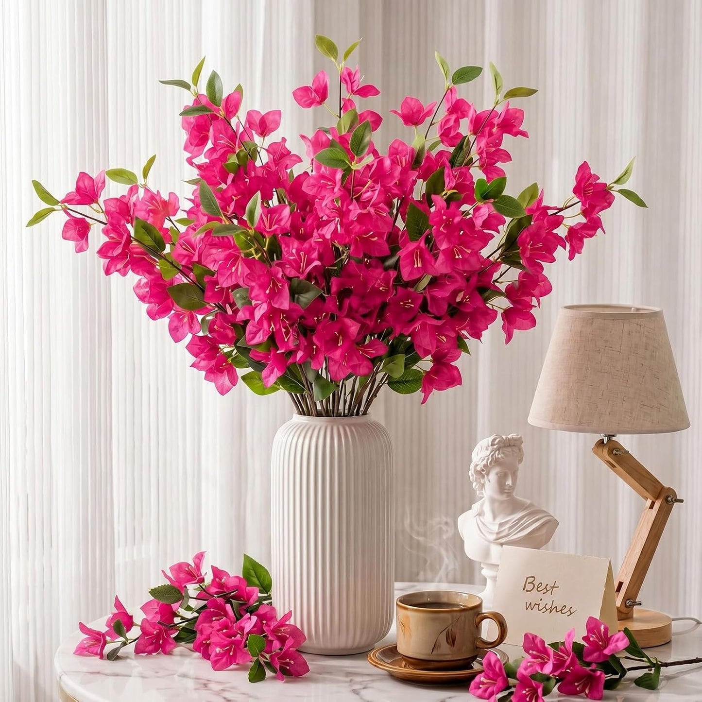 60 Pcs Artificial Faux Bougainvillea Fake Flower Silk Bougainvillea Branches UV Resistant Outdoor Indoor Decoration for Wedding Home Centerpieces Outside Decor (Rose Purple)