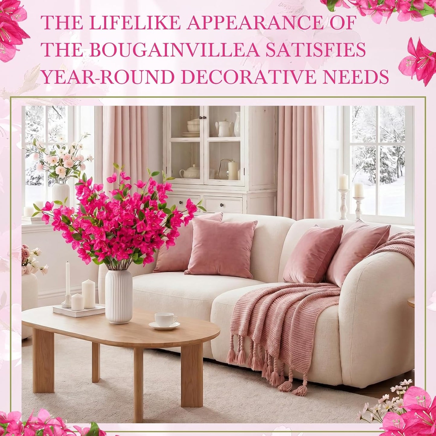 60 Pcs Artificial Faux Bougainvillea Fake Flower Silk Bougainvillea Branches UV Resistant Outdoor Indoor Decoration for Wedding Home Centerpieces Outside Decor (Rose Purple)
