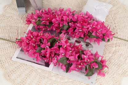 4PCS Bougainvillea Artificial Flowers 42" Long Stem Pink Faux Silk Bougainvillea Flowers Fake Hanging Flower Branches for Wedding Table Centerpieces Home Garden Arch Wall Decorations (Deep Pink)